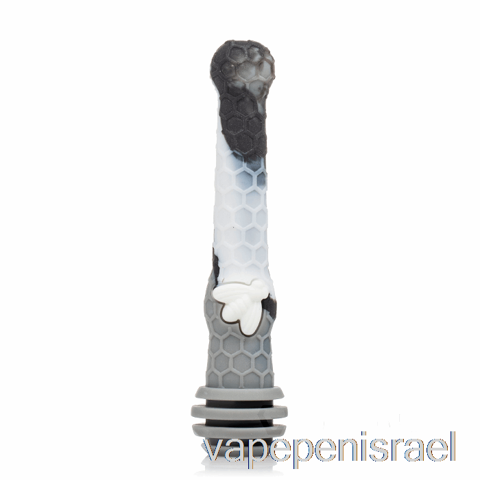 חד פעמי Vape Israel Stratus מטבל דבש סיליקון טביעת קש שיש אפור (שחור/אפור/לבן)